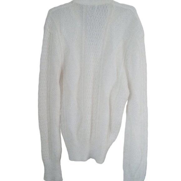 Vintage WPL‎ Cream Button Down 12081 Knit Wool Blend Tunic Cozy Cardigan Size PL - Picture 4 of 4